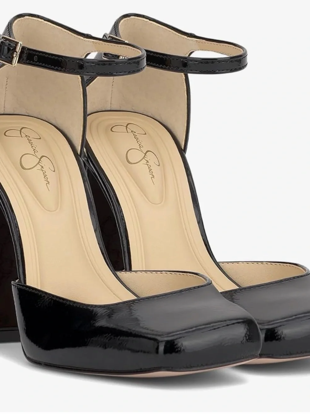 Jessica Simpson Black Patent Block Heel Mary Jane Pumps